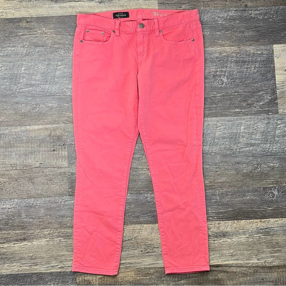 J. Crew pink straight slim leg toothpick ankle jeans size 31 B103